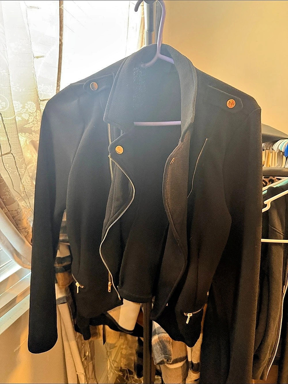 mine Black Bomber Jacket Size Medium Like New